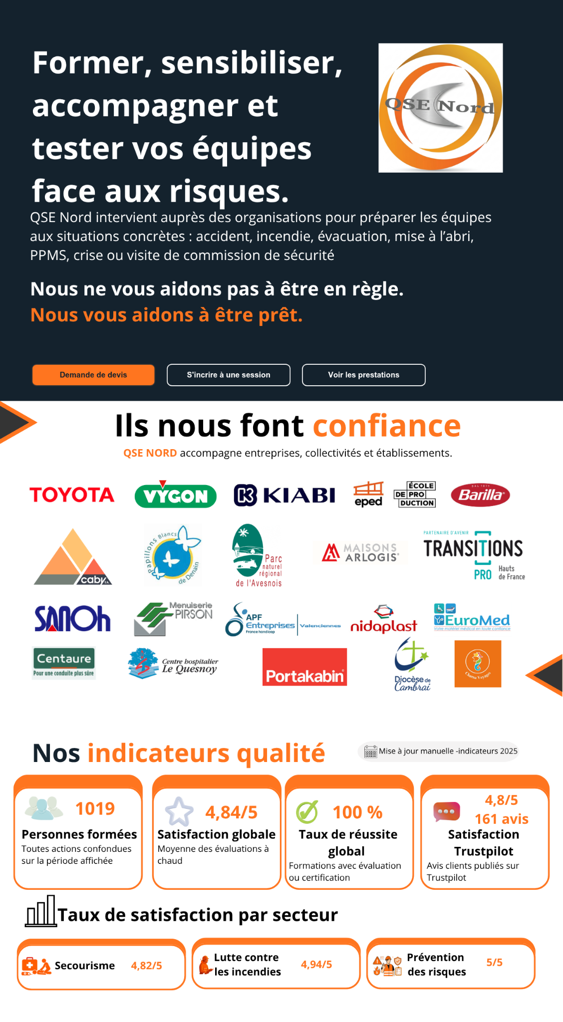 Logos des entreprises, collectivités, établissements et associations ayant fait confiance à QSE NORD